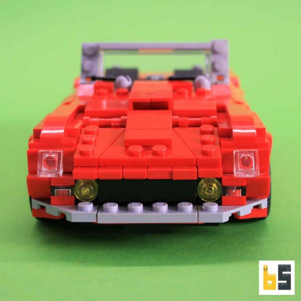 Various views of the Ferrari 250 GT SWB California Spyder as a LEGO® creation by Peter Blackert.