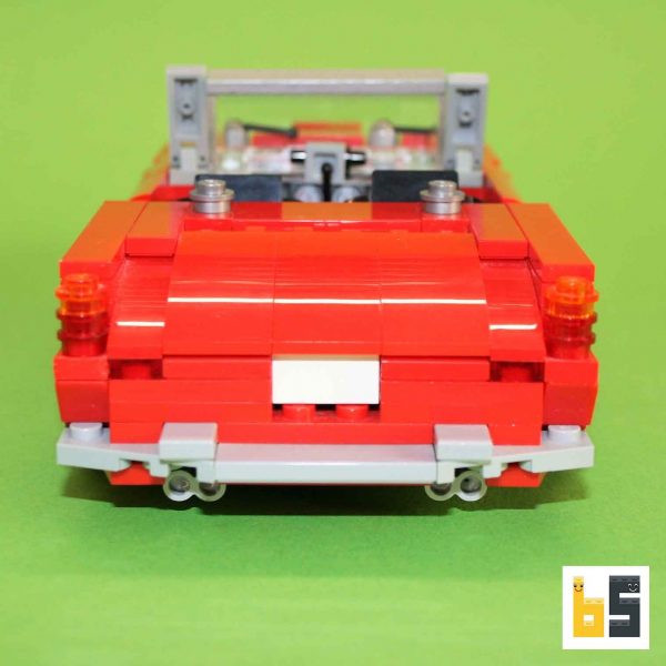 Various views of the Ferrari 250 GT SWB California Spyder as a LEGO® creation by Peter Blackert.