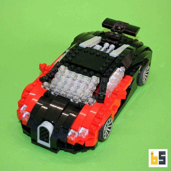 Various views of the Bugatti Veyron EB 16.4 as a LEGO® creation by Peter Blackert.
