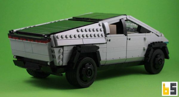 Different views of the Tesla Cybertruck as a LEGO® creation by Peter Blackert