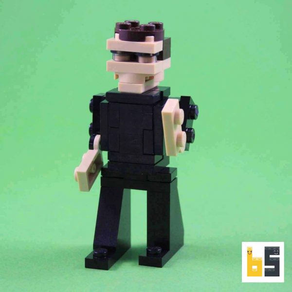 Verschiedene Ansichten des Tesla Cybertruck - Bausatz aus LEGO®-Steinen, kreiert von Peter Blackert. Hier: Figur des Elon Musk