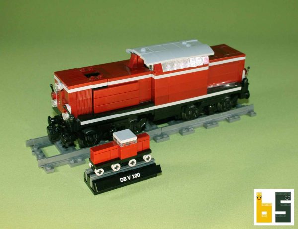 Verschiedene Ansichten der Diesellok V 100 der DB - Bausatz aus LEGO®-Steinen, kreiert von Ralf J. Klumb