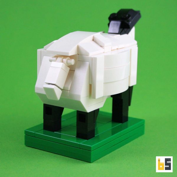 Verschiedene Ansichten des Modells Suffolk-Schaf - LEGO®-Kreation des Designers Ekow Nimako