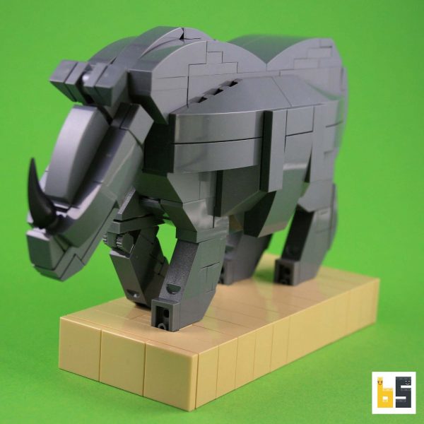 Various views of the Indian rhinoceros, kit from LEGO® bricks, created by Ekow Nimako