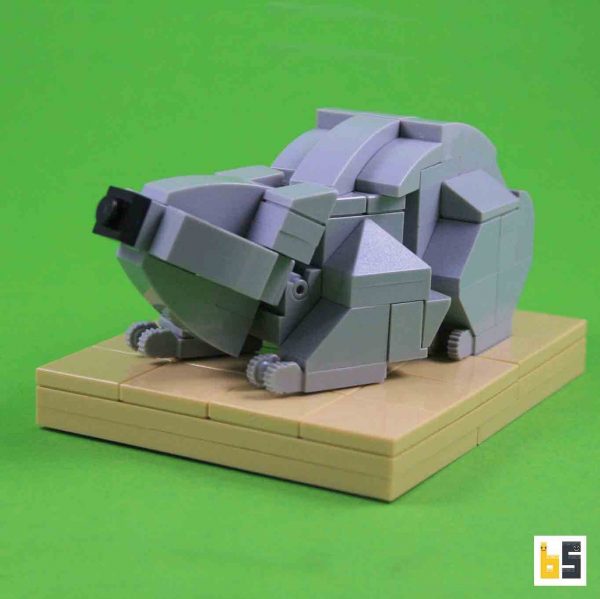 Various views of the bare-nosed wombat, kit from LEGO® bricks, created by Ekow Nimako