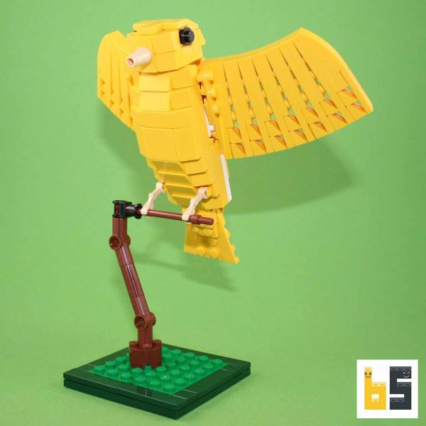 Verschiedene Ansichten des Modells Kanarienvogel, eine LEGO®-Kreation des Designers Thomas Poulsom