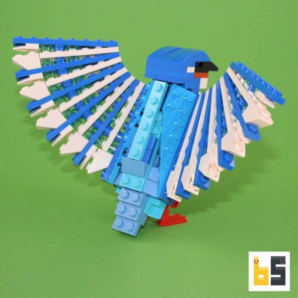 Verschiedene Ansichten des Modells Eisvogel, eine LEGO®-Kreation des Designers Thomas Poulsom