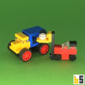 Micro Lkw mit Gabelstapler – Bausatz aus LEGO®-Steinen