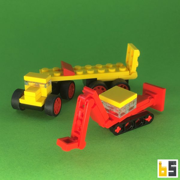 Low-loader with excavator