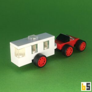 Micro Auto mit Wohnwagen – Bausatz aus LEGO®-Steinen